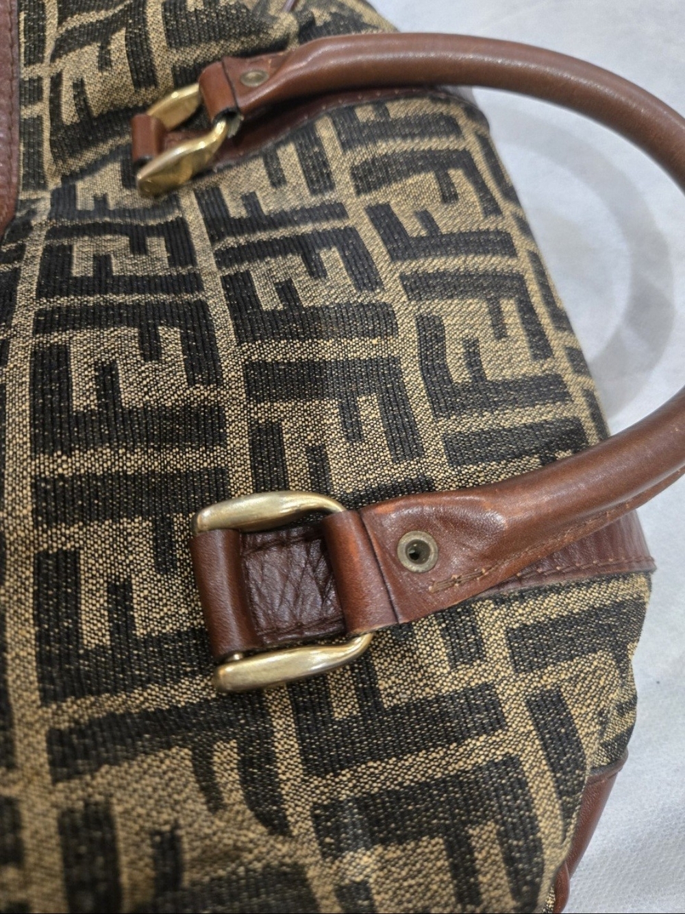 Authentic Fendi Zucca FF Monogram Canvas & Leather Boston Bag – Vintage - Picture 16 of 16